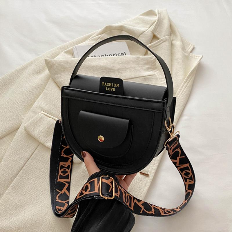 

Модная женская сумка через плечо с широким ремешком и ручкой сверху, ретро-сумка из искусственной кожи, однотонная сумка через плечо для девочек, сумка для мобильного телефона 18.5x6.5x15.5cm чёрный