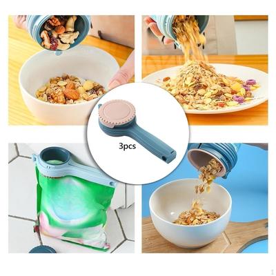 3 Pack Food Clips with Spout for Bag Sealing, Suitable Cereal And Snacks
