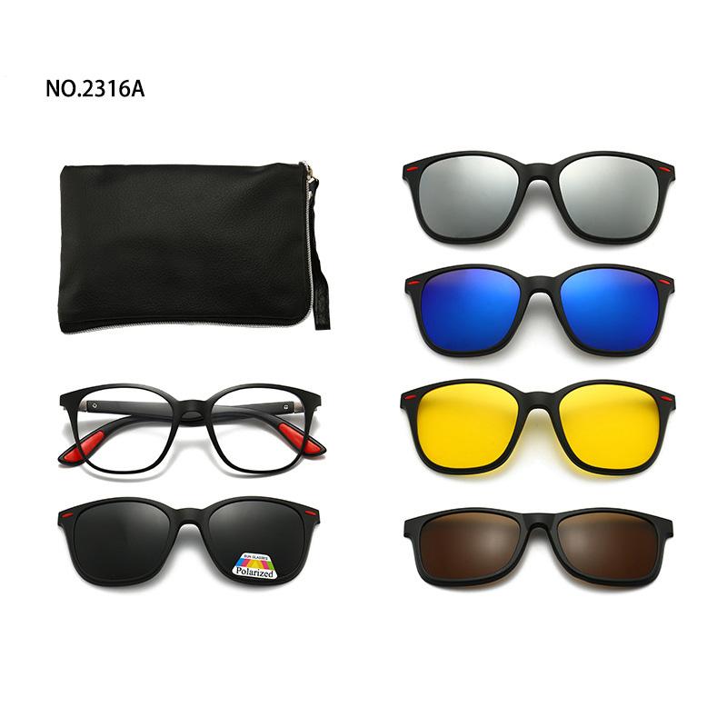 6 In 1 Men Women Optical Magnetic Sunglasses Clip Magnet Clip on Sunglasses Polaroid Clip on Sun Glasses WIth Box