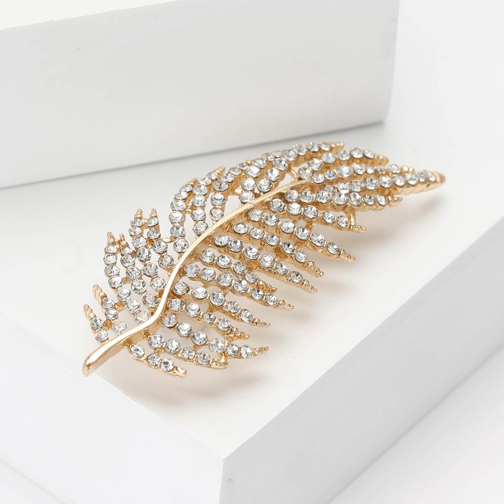 Temperament Exquisite Alloy Rhinestone Leaf Brooch High-End Women'S Suit Coat Corsage Jewelry Pin