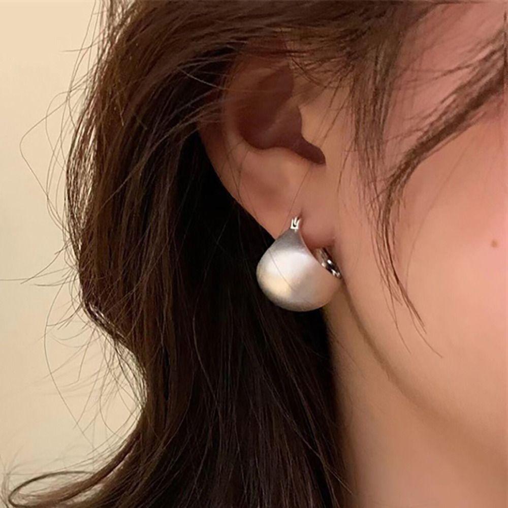 Shaped Brushed Metal Trendy Stud Earrings Women Frosted Earrings Ear Buckles Korean Style Earrings