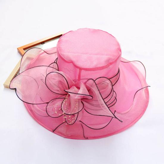 Beach Hat Floral Design Sun Protection Adjustable Organza Thin Elegant Sun Cap Fashion Accessories