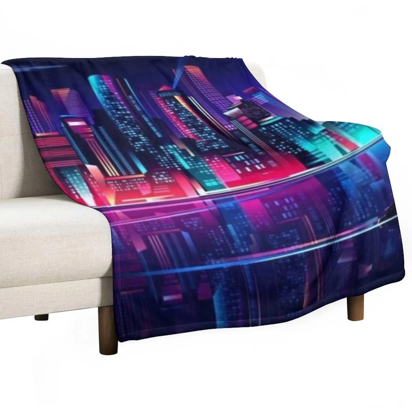 SYNTHWAVE CITY NIGHT LIGHTS Throw Blanket Sofa Blankets Blanket Fluffy 75X95CM