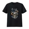 Gothic Tattoo Style Skull Raven Snake Print Cool Biker Streetwear Casual T Shirt Vintage Washed Graphic Comfortable Soft