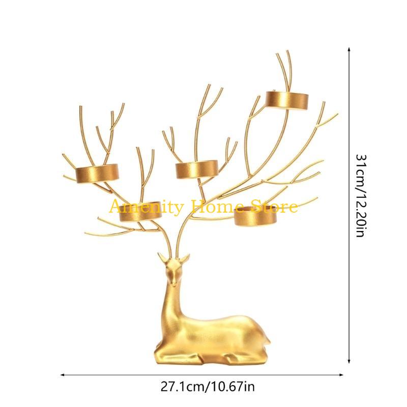 F26C Elk Candlesticks Iron Deer Candle Holder Christmas Decors Metal Wedding Candelabra for Table Centerpieces Desktops
