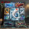 Cybernetic Fish Art 2D Flat Pattern Flannel Blanket, High Quality All Seasons, Home Decor, Warmth and Comfort, Perfect for Christmas Gifts.