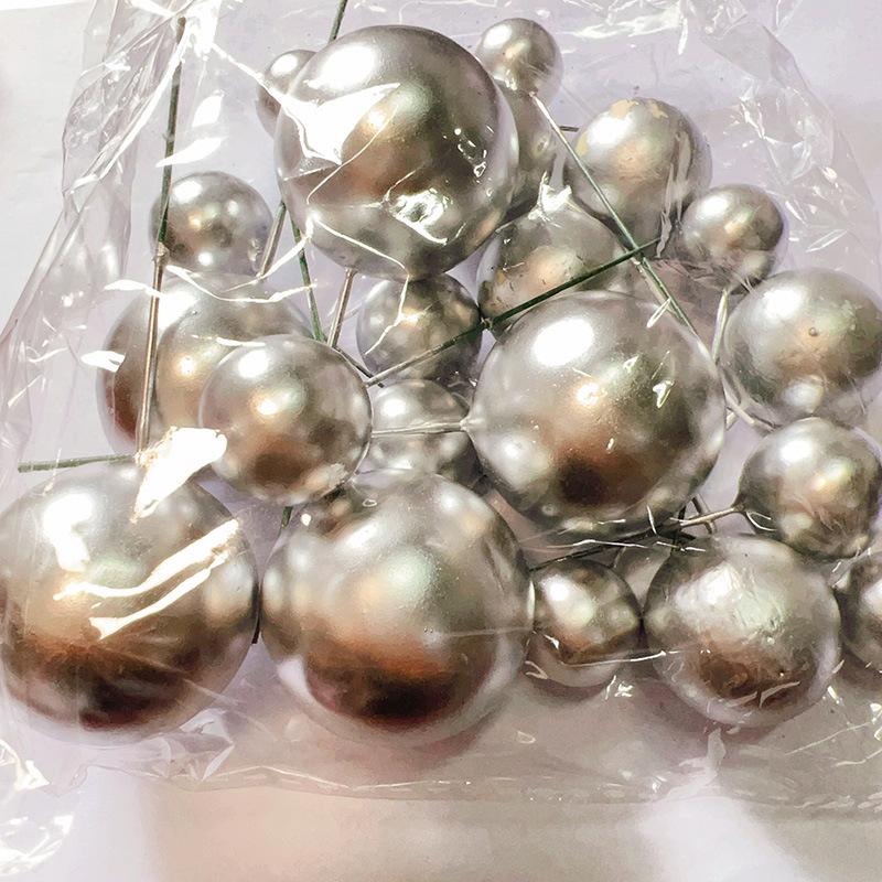 Gold, Silver, and Iridescent Ball Cake Toppers - Baking, Birthday, Dessert Decoration Set