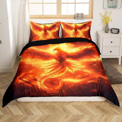 Phoenix Duvet Covers for Teens Boys Girls Queen Lightweight Down Quilt Covers Bedroom Decor 2 Pillowcases 1 Duvet Cover No Quilt