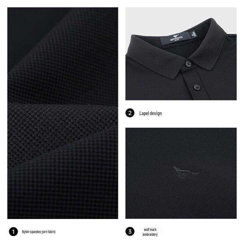 SEPTWOLVES Men's Waffle Knit Long Sleeve Polo Shirt