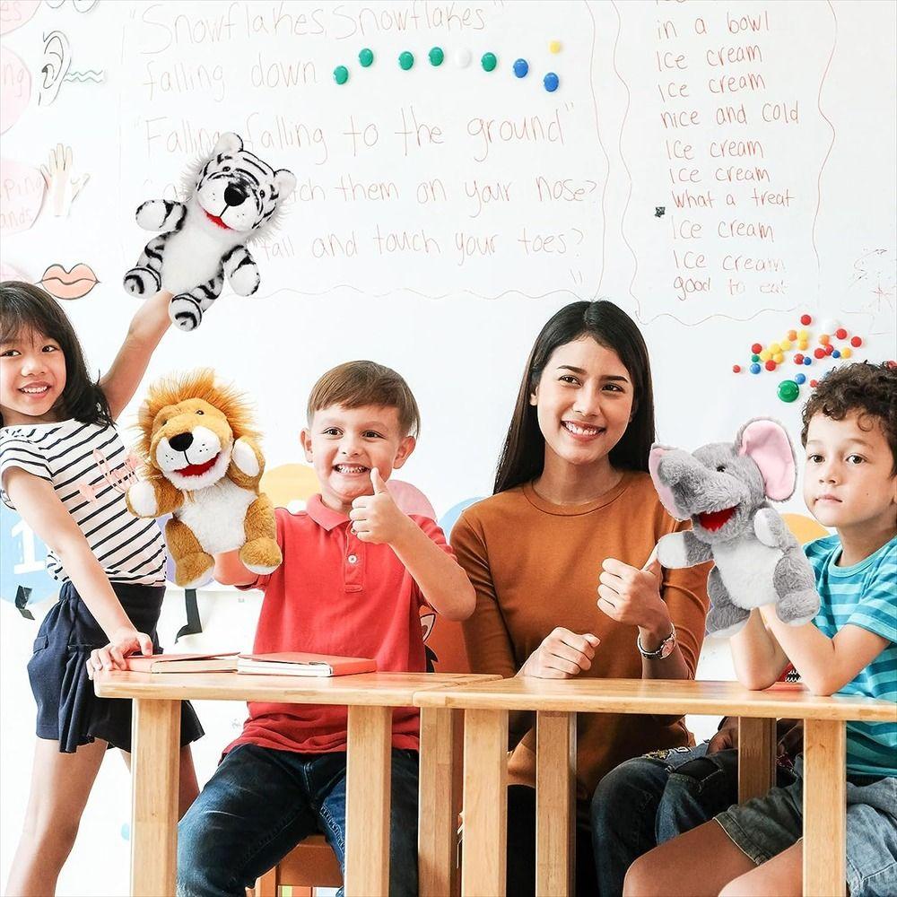 Jungle Animal Animal Hand Puppets Elephant Lion Plush Hand Doll Birthday Gift   Preschool