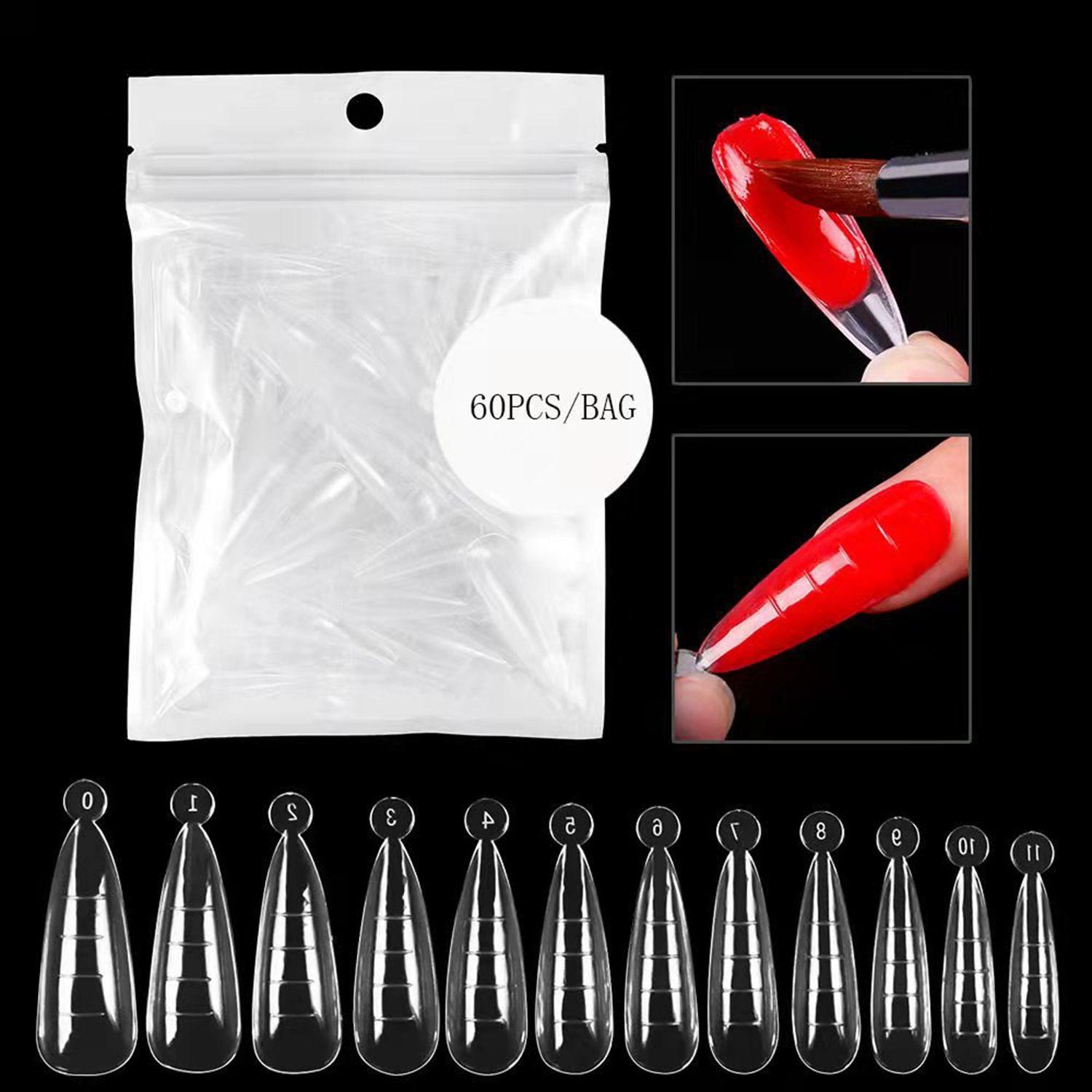 

60Pcs/Bag 4 Types Manicure Tools DIY Nail Mold Nail Dual Form False Nail Tips Fake Nails Extension 01-60PCS/BAG
