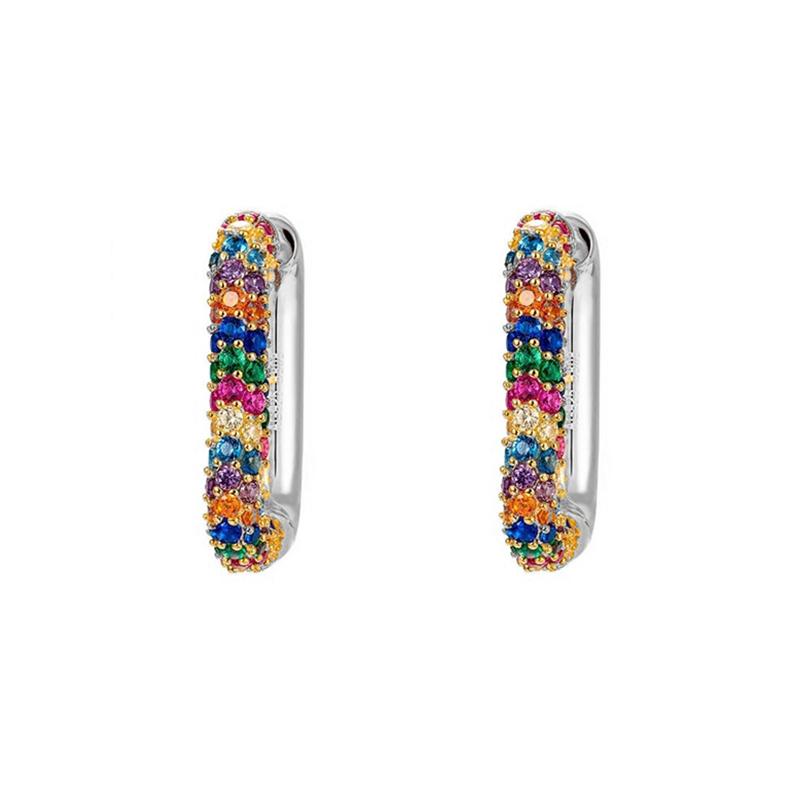 CRMYA Copper Gold Plated Earring Set For Women Color CZ Zircon Piercing Clip Hoop Dangle Earrings For Women Jewelry Wholesale