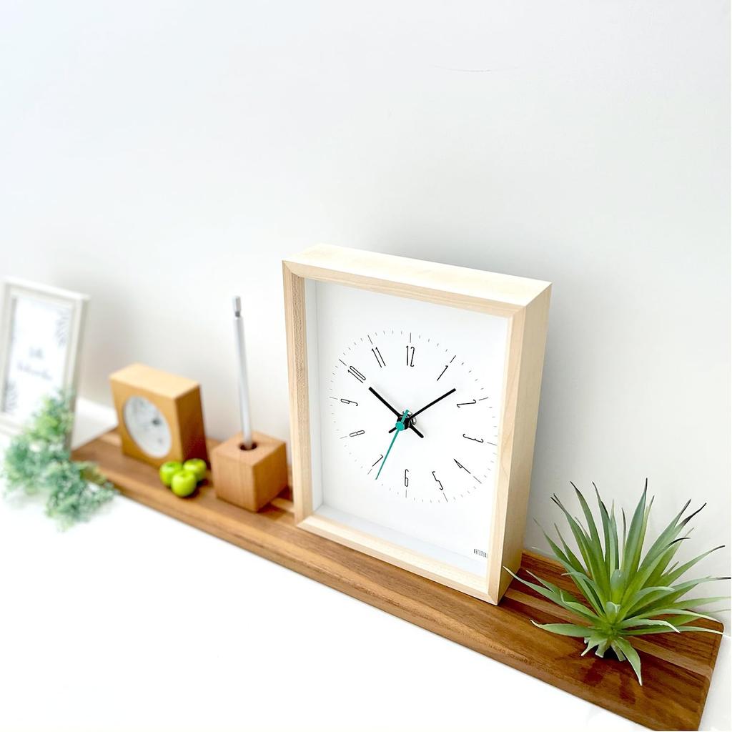 KATOMOKU Doppelnutzuhr, 2-H. Ahorn, km-147HMRC, Tisch-/Wanduhr, Laufsekundenzeiger, 22 x 1 x 5cm (Funkuhr)