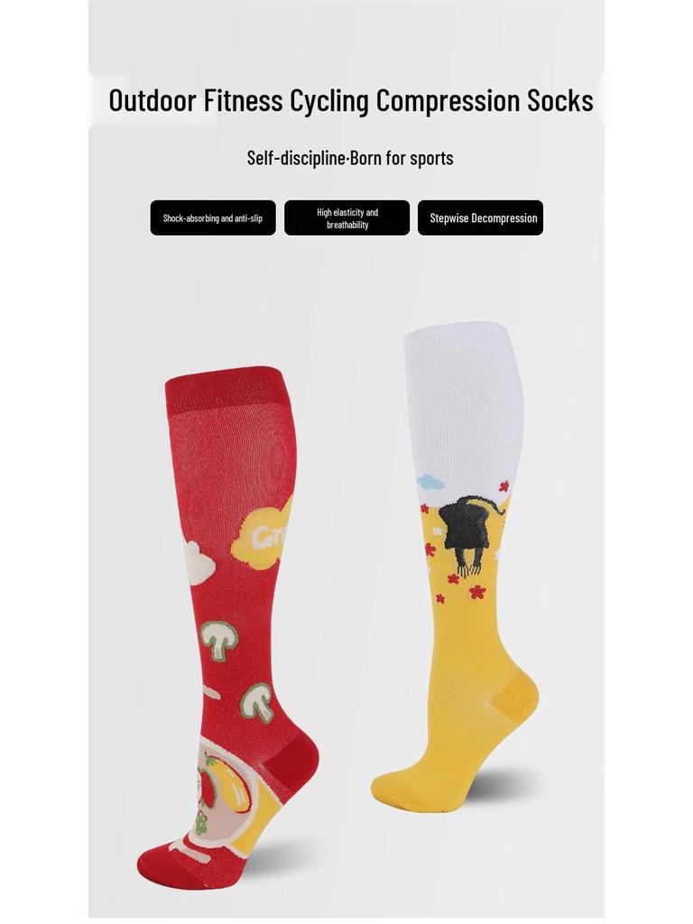 Summer Compression Knee-High Socks for Fitness, Cycling, and Sports
