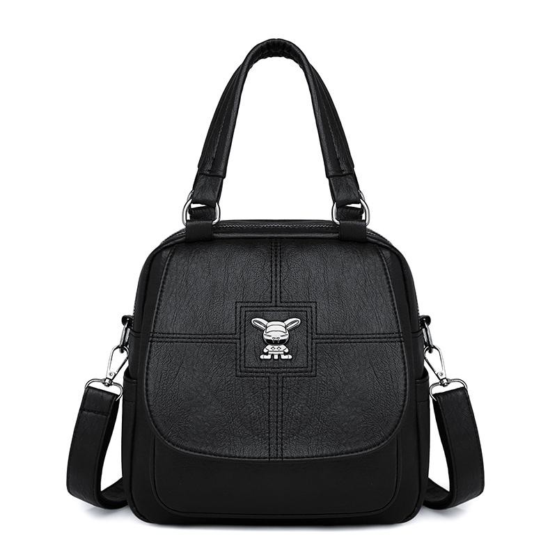 Multifunctional Shoulder Bag Women's Soft Leather Backpack Solid Color Shoulder Bag