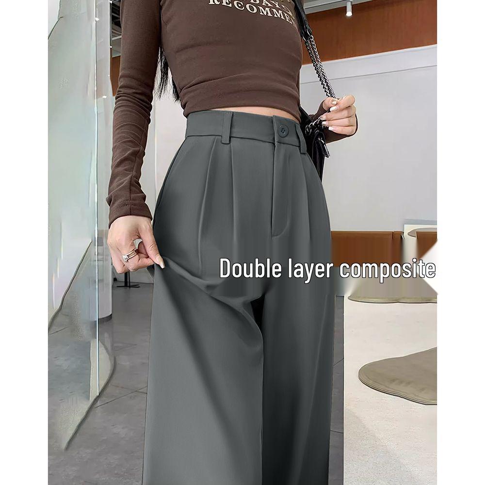 Women's High-Waist Casual Straight-Leg Suit Pants - Versatile Spring/Autumn Style