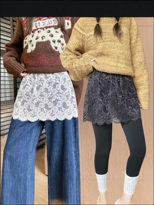 Korean Lace Layered Anti-Exposure Short Skirt - Fashionable Outerwear