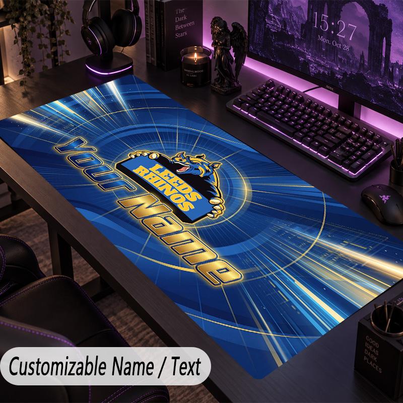 Large Mouse PadLeeds Rhinos Custom Name Text Personalized Desk Mat Non Slip Gaming Pad