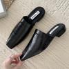 Simple Solid Color Square Toe Ladies Slippers Fashion Soft Bottom Beach Sandals 2025 Summer Sexy Backless Non-slip Mule Female