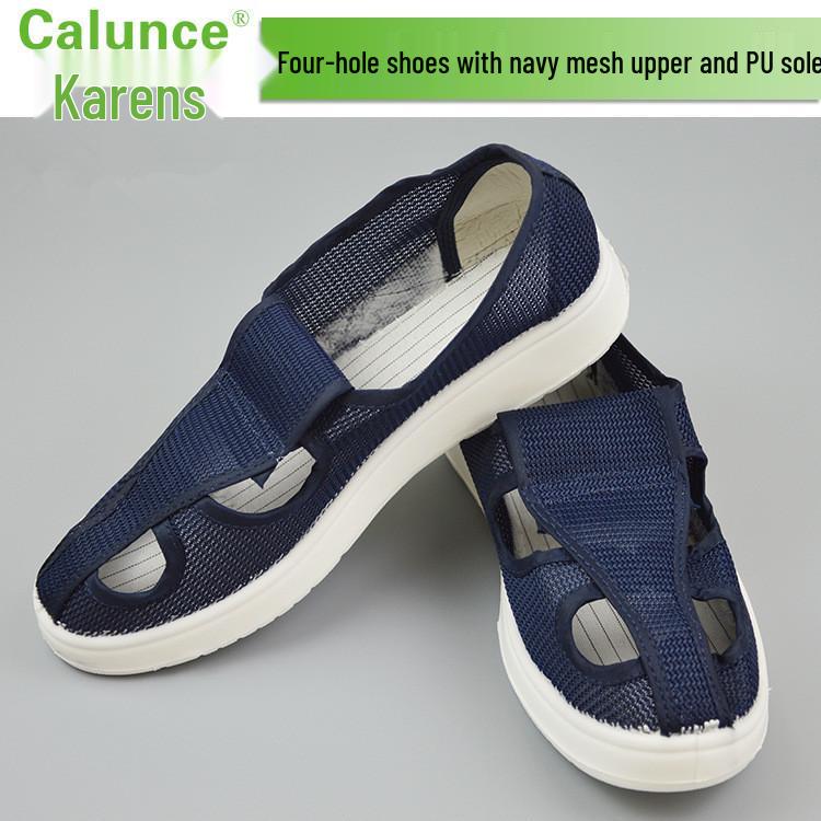 Antistatic Navy PU Sole Mesh ESD Four-Hole Dust-Free Shoes 45 тёмно-синий