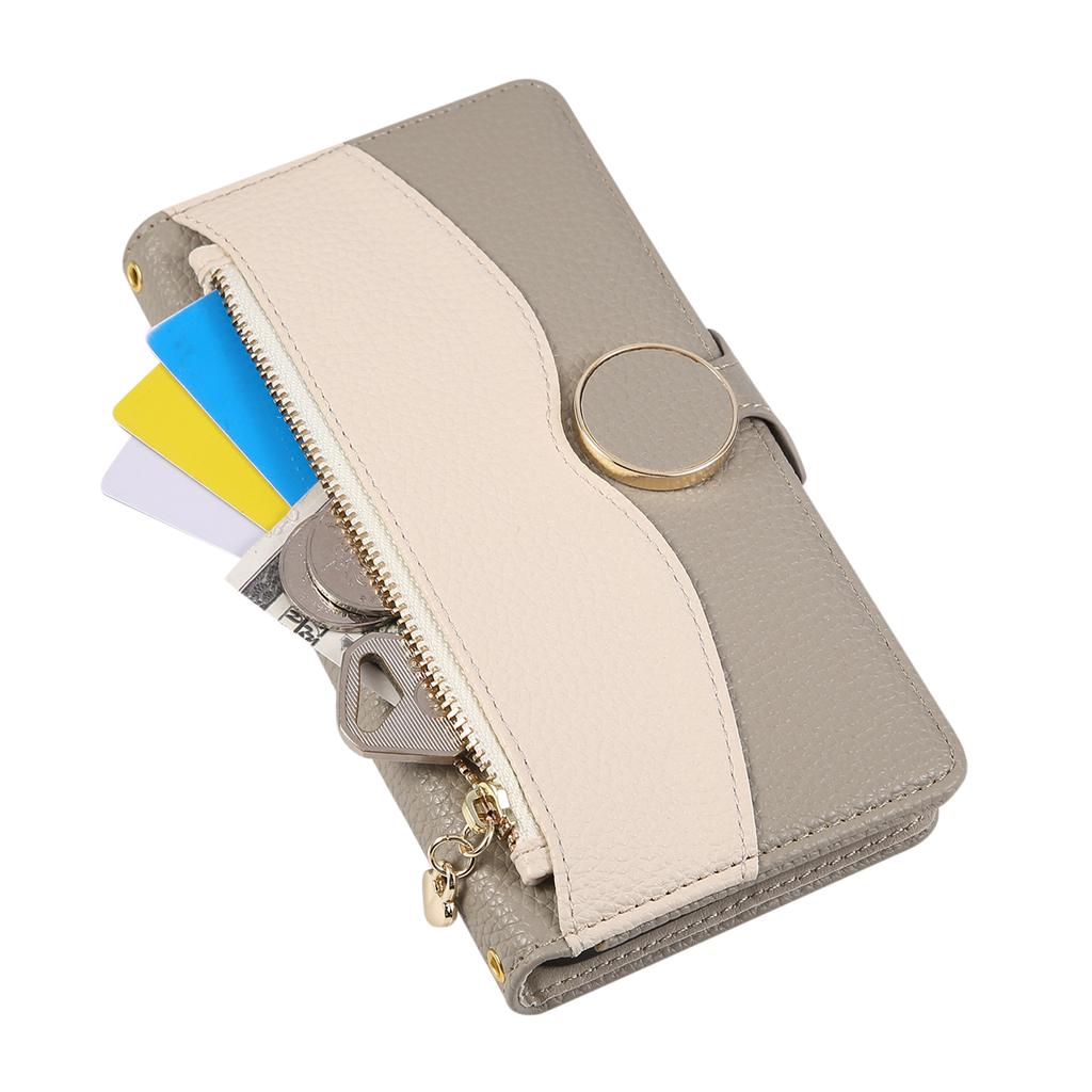 For Samsung Galaxy S25 FE Case Zipper Wallet Color Splicing TPU PU Leather Flip Phone Cover with Strap