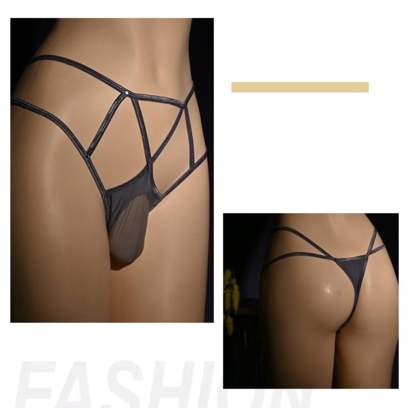 Sissy Pouch Panties Sexy Diamonds T-Back Thongs Men'S Bullets Separated Underwear Hollow Out Low Rise G-String Gay Male Lingerie