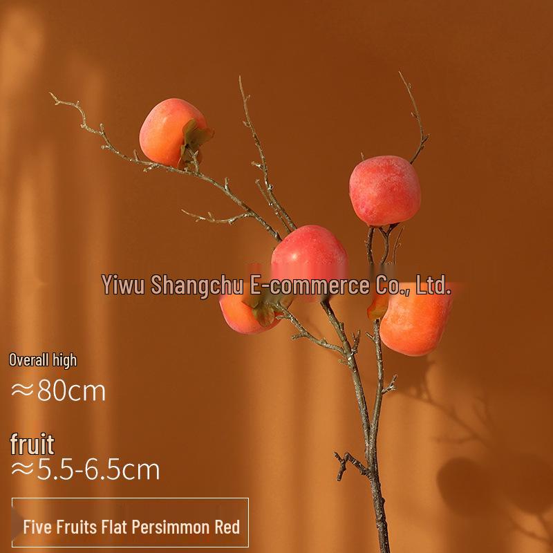 

Realistic Small Persimmon Decor - Set of 8 Faux Fruits for Home, Wedding, or Event Decoration