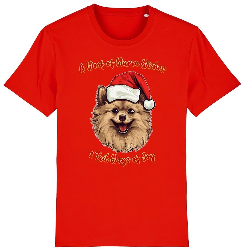 

Kids POMERANIAN Christmas T-Shirt Santa Dog Woof Wishes Dogs Stocking Filler S