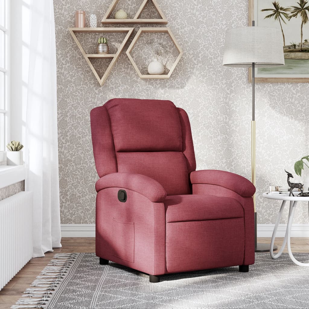 Relaxation Armchair Wine Red Fabric