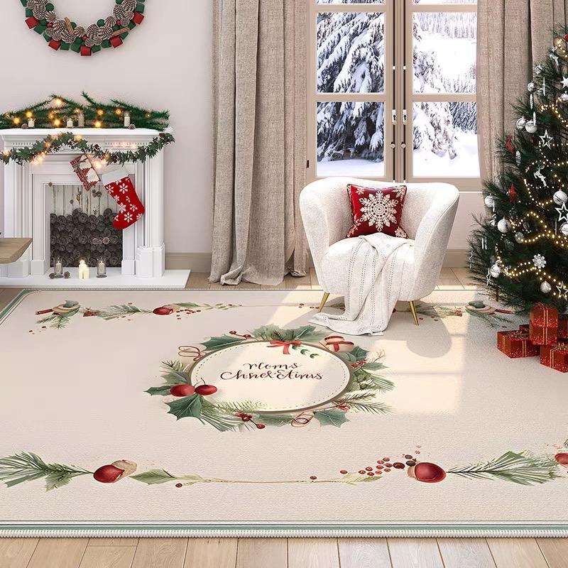 Christmas Themed Carpet Round Living Room Bedroom Non-Slip Decorative Mat Rectangular Entrance Can Be Tailored Floor Mat