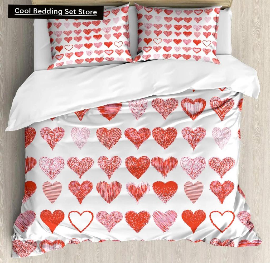 Kjærlighetshjerte Sengetøysett Enkelt Rutete Dynetrekk 200x200 Putetrekk Enkelt Dobbel Queen King Nordisk Par Sengedekke Sengetøy