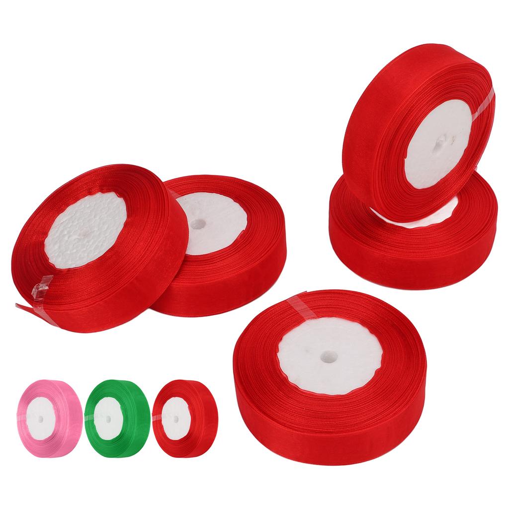 5 Rolls 245 Yards Total Gift Glitter Ribbon 2.5cm Width Polyester Metallic Glitter Ribbon Gift Ribbo