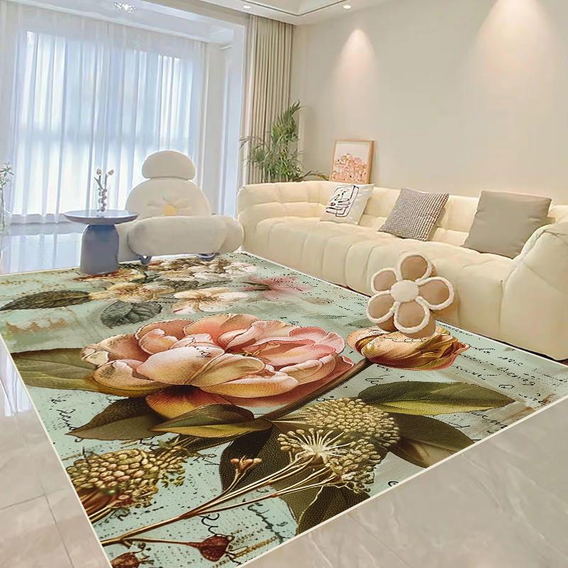 Living Room Decoration Flower Carpets Modern Home Light Luxury Rug Parlour Sofa Side Soft Floor Mat Bedroom Bedside Large Carpet
