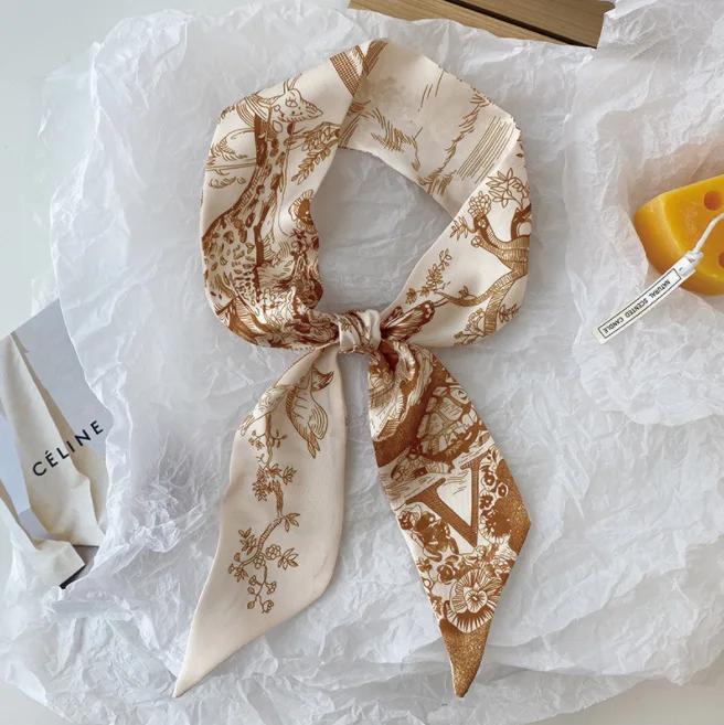 Fashion Skinny Scarf Women Luxury Letter Printing Tie Bag Handle Ribbon Hair Band Women's Headscarf New Lady Design Silk Scarves