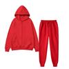 Womens Fleece Hooded Zip Tracksuit Loose Fit Solid Color Sportswear Set