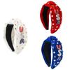Rhinestones Lettering Studded Hairband Comfortable Wide Knotted Hairhoop For Female Independence Day Celebration Wear