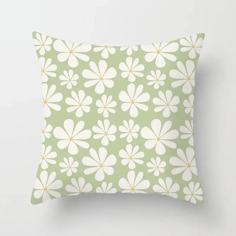 Fresh Green Geometric Pillow Cover - Modern Artistic Pattern In Soft Polyester for Living Room & Bedroom