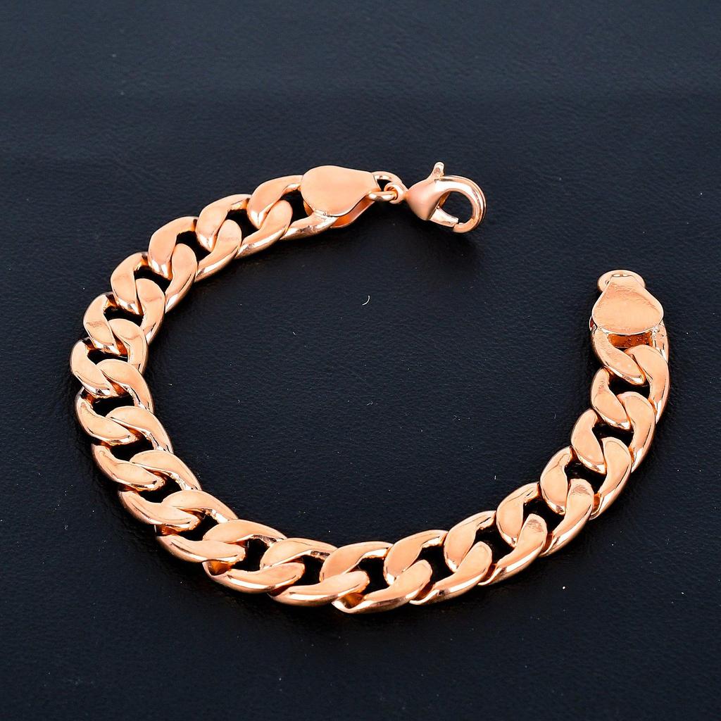 Pure 100% Copper Curb Bracelet | Solid Copper Jewelry | Curb Link Chain Bracelet | Copper Bracelet Jewelry for Her/him - 46 Grams, 9" Inches