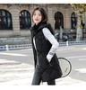 Autumn and Winter Women's Solid Color Vest Hooded Loose Thickening Warm Mid-length Sleeveless Women's Jacket