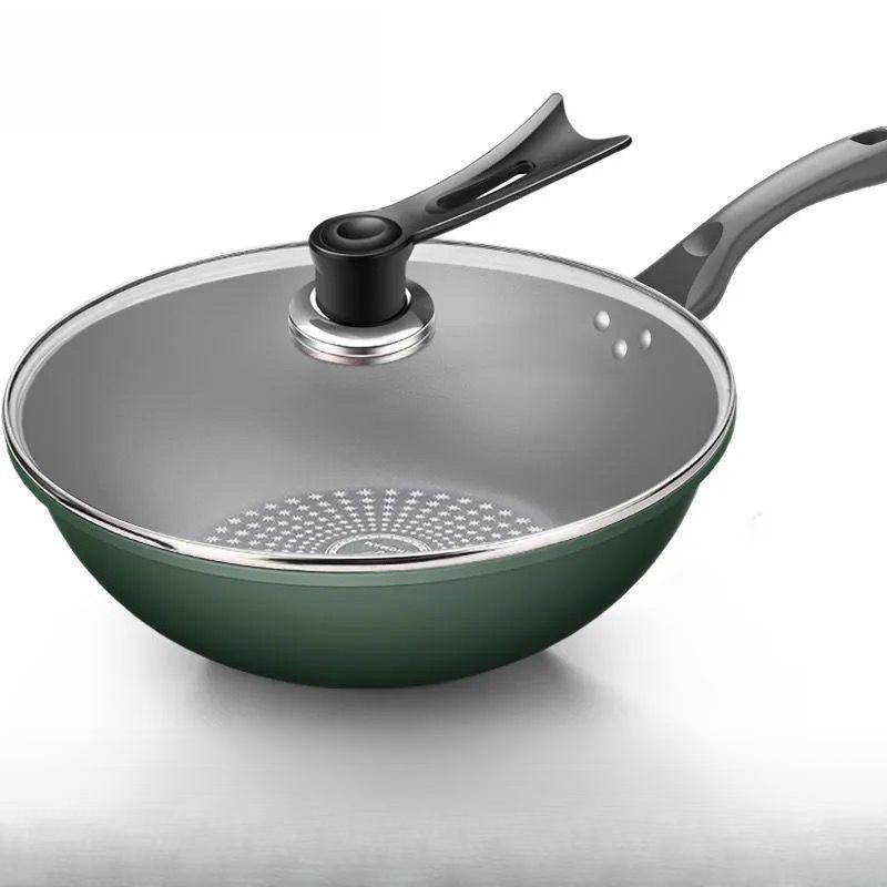 

Сковороды с антипригарным покрытием Бытовые сковороды Сковороды с плоским дном Индукционные плиты Газовые плиты Универсальная кухонная посуда 32cm зелёный