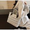 Internet Celebrity Cotton Quilted Padded Women's Handbags Nylon Solid Color Grid Female Shoulder Crossbody Bags Large Capacity Ladies Tote Bag Satchel