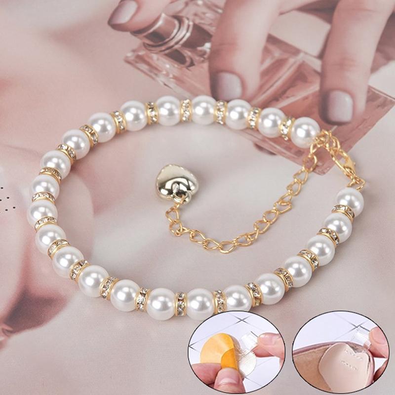 1 par damsnören för höga klackar Pärlklackar Band Skobälte Ankelfäste Lös Anti-halk Knytband Band Skodekoration