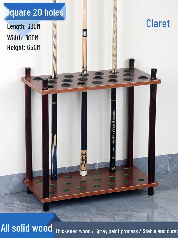 Solid Wood Floor-Standing 20-Cue Billiard Rack