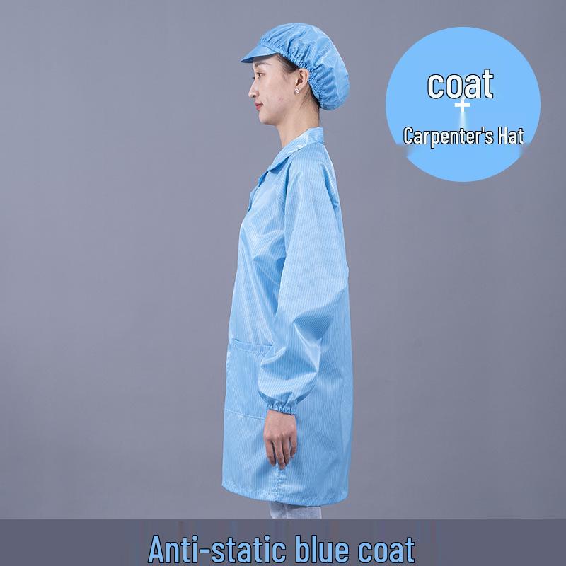 Unisex Striped Antistatic Lab Coat for Dust-Free and Static Protection