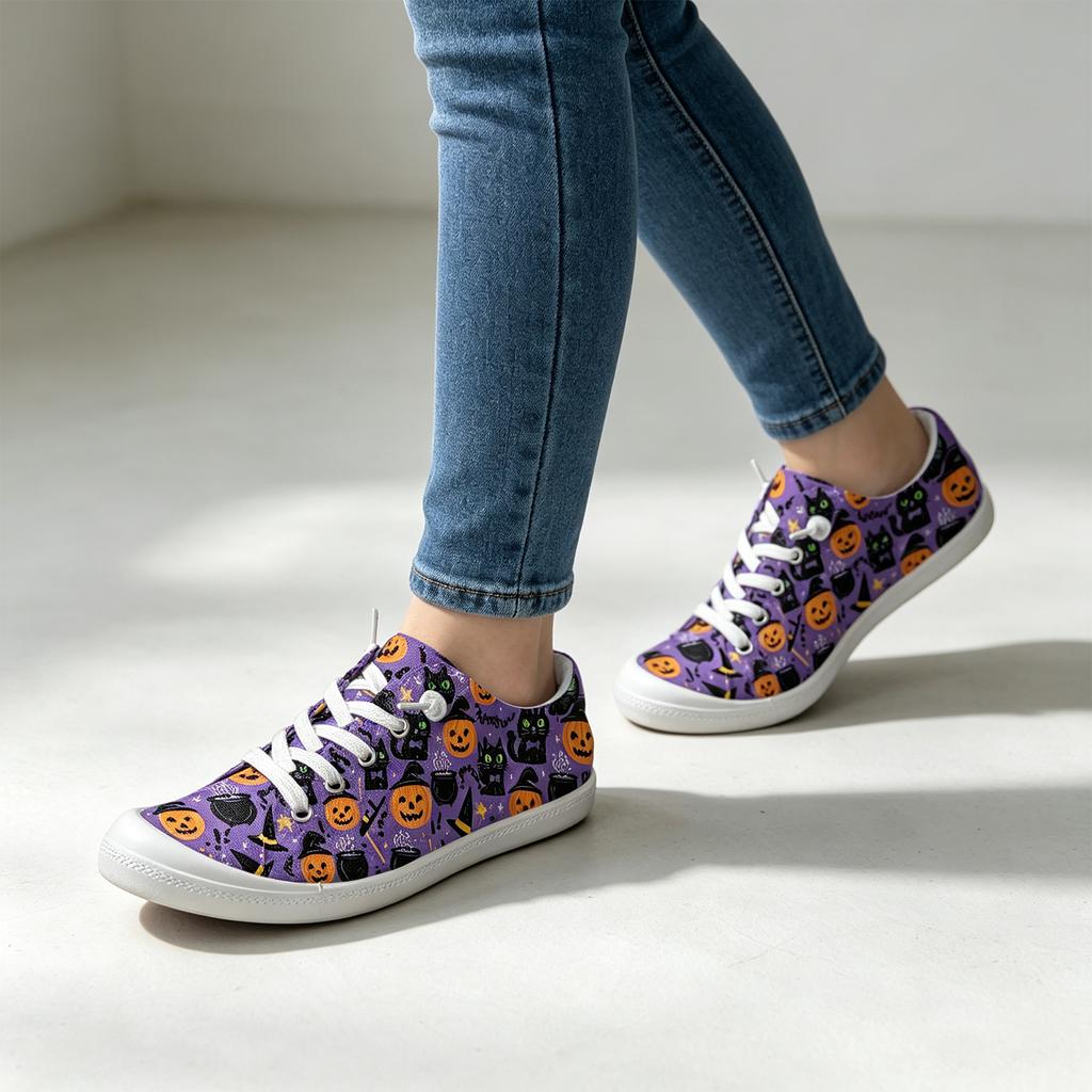 Women's Halloween Print Shoes, Casual Flat Comfortable for Everyday Wear