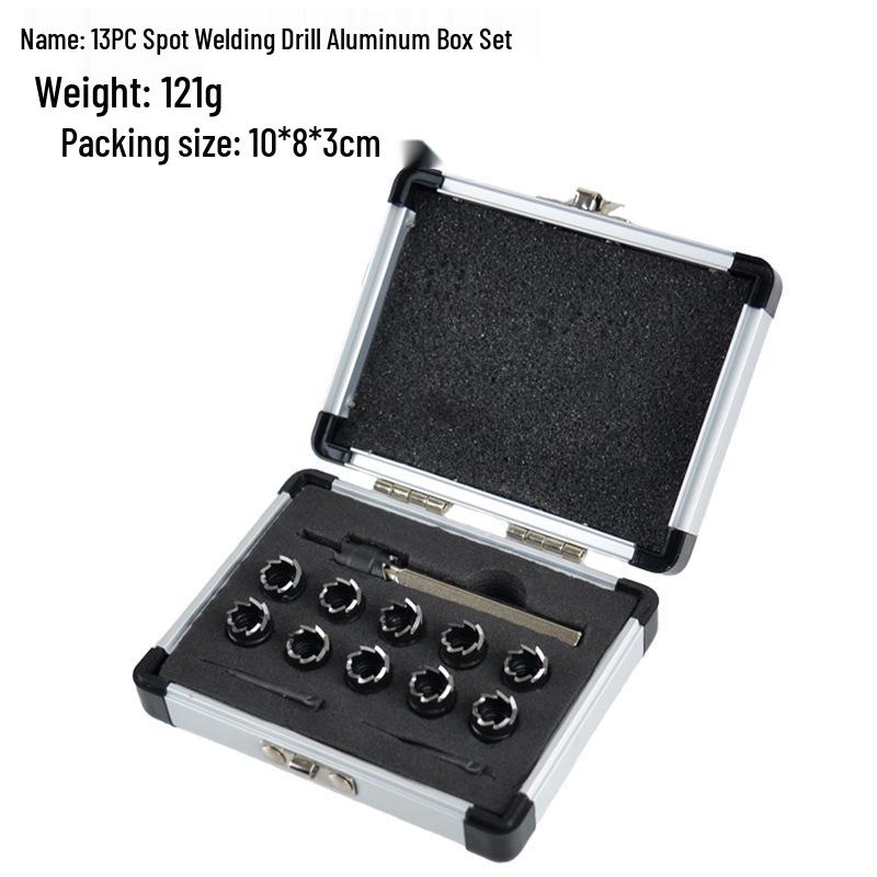 13-Piece Hex Shank Spot Weld Drill Bit Set for Metal Hole Opening and Weld Removal