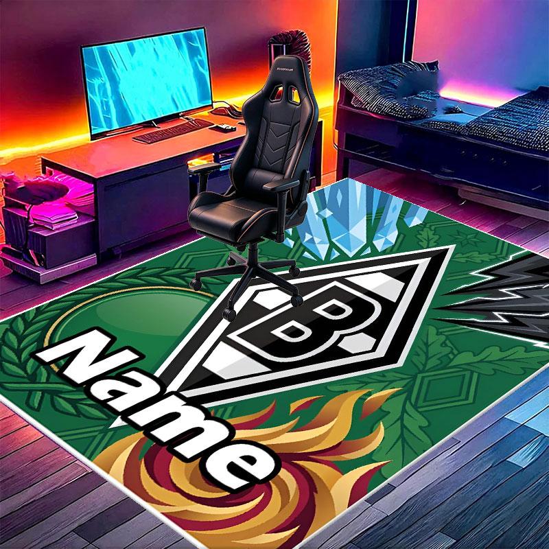 Benutzerdefinierter Name Personalisierter Borussia Mönchengladbach Druckteppich, Vielseitiger Wohnkulturteppich, für Spielzimmer, Wohnung, Balkon, Eingangsbereich, Flur Geschenk