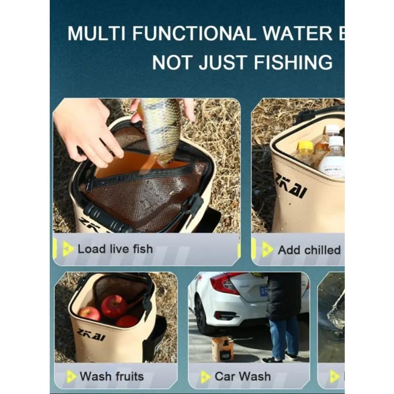 8L Foldable Fishing Bucket Outdoor Sturdy Hand Carry Fish Bucket Large Capacity Carrying Bucket Camping Fishing Buckets