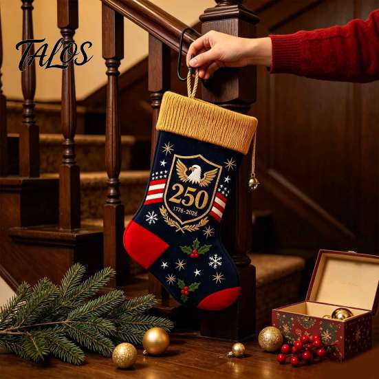 Soft Fabric Gift Bags for Candy USA 250th Anniversary 1776-2026 Embroidered Christmas Stocking, 18 Inch Large Sacks Neighbors Friends Patriotic