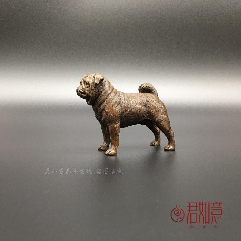 

Shar Pei Small Ornament Pure Solid Puppy Fighting Dog Ceremony Art Copper Tea Pet CHINA